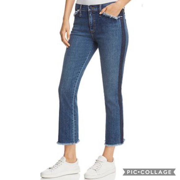 Tory Burch Denim - TORY BURCH Stretch High-Rise Raw Hem Cropped Jeans